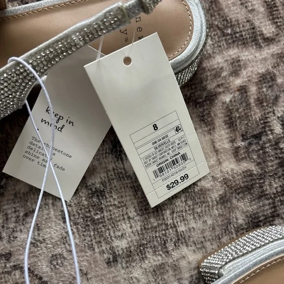 Women's Silver Elle Rhinestone Slingback Pointed Toe Pumps Size 8 - A New Day - Picture 7 of 7